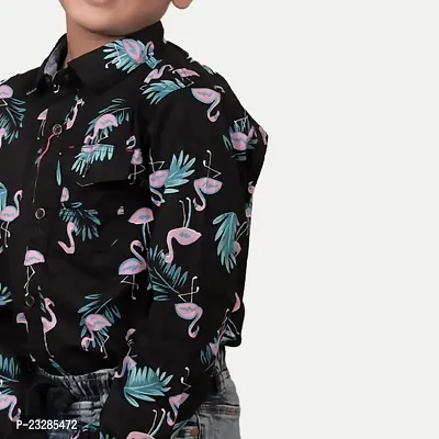 Rad prix Boys Black Tropical Printed Shirt-thumb3