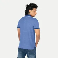 Mens Royal Blue Polo Melange T-shirt-thumb3