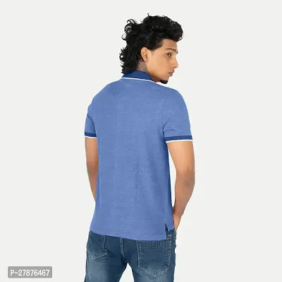 Mens Royal Blue Polo Melange T-shirt-thumb4