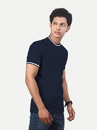 Rad prix Men Navy Round Neck Tee with Sleeve Print-thumb1