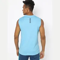 Rad prix Men Light Blue Solid Crew Neck Sports T-Shirt-thumb3