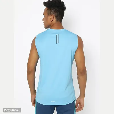 Rad prix Men Light Blue Solid Crew Neck Sports T-Shirt-thumb4