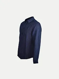 Rad prix Men Blue Striped Full Sleeves Shirt-thumb1