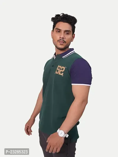 Rad prix Men Green Contrast Tipping Polo T-Shirt-thumb2