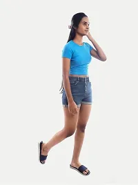 Rad prix Women Blue Cropped T Shirts-thumb2