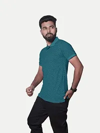 Rad prix Men Teal Ditsy Printed Polo T-Shirt-thumb1