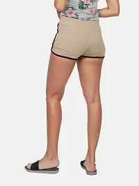 Rad prix Womens Solid Elasticated Shorts- Beige Colour-thumb3