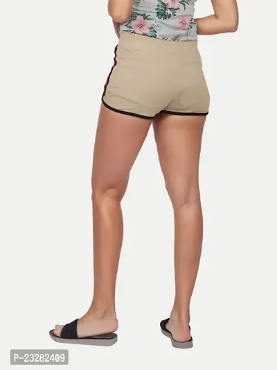 Rad prix Womens Solid Elasticated Shorts- Beige Colour-thumb4