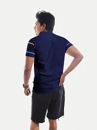 Rad prix Men Dark Blue Contrast Tipping Slim Fit Polo T-Shirt-thumb3