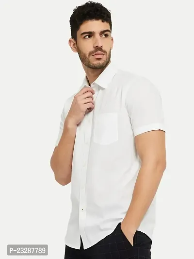 Rad prix Men Solid White Smart Casual Cotton Shirt-thumb2