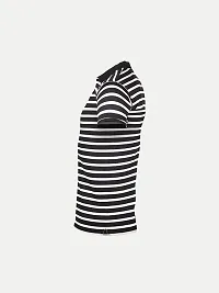 Mens Black Fashion Striped Cotton Polo T-Shirt-thumb2