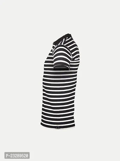 Mens Black Fashion Striped Cotton Polo T-Shirt-thumb3