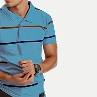 Mens Petrol Cotton Fashion Printed Polo T Shirt-thumb2