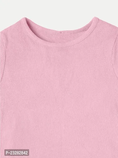 Rad prix Teen Girls Pink Lettuce-Hem Crew Neck T-Shirt-thumb3