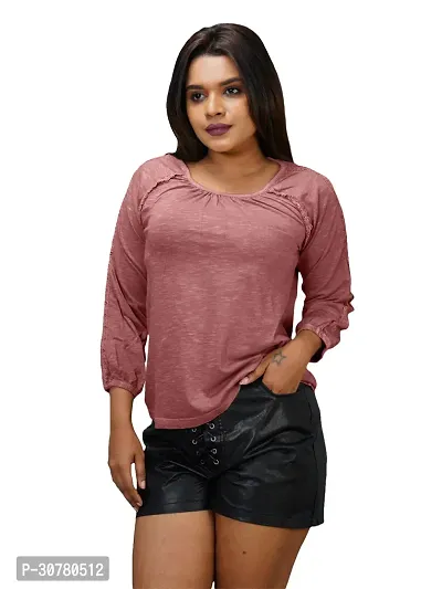 Womens Garment dye knit  Mauve Cotton tops-thumb0