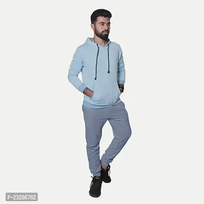 Rad prix Men Solid Light Blue Cotton Regular Fit Lounge Track Pants-thumb3