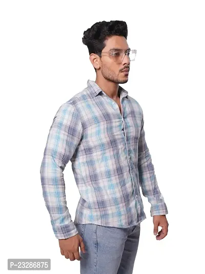 Rad prix Men White Checked Regular Fit Casual Cotton Shirt-thumb0