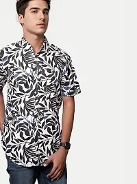 Rad prix Men All-Over Black  White Floral Printed Casual Cotton Shirt-thumb2