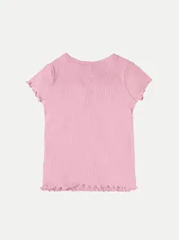 Rad prix Teen Girls Pink Lettuce-Hem Crew Neck T-Shirt-thumb1