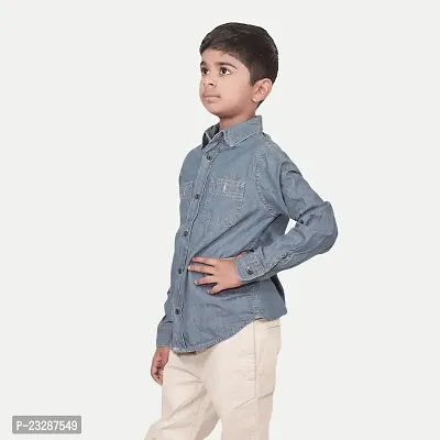 Rad prix Teen Boys Mid Blue Washed Shirt-thumb2