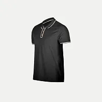 Rad prix Men Black Cotton Contrast Tipping Polo T-Shirt-thumb1