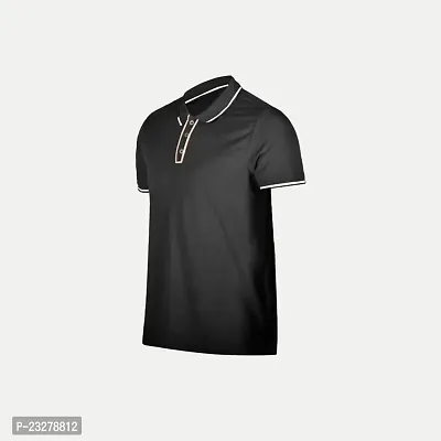 Rad prix Men Black Cotton Contrast Tipping Polo T-Shirt-thumb2