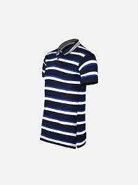 Mens Black Fashion Striped Cotton Polo T-Shirt-thumb1