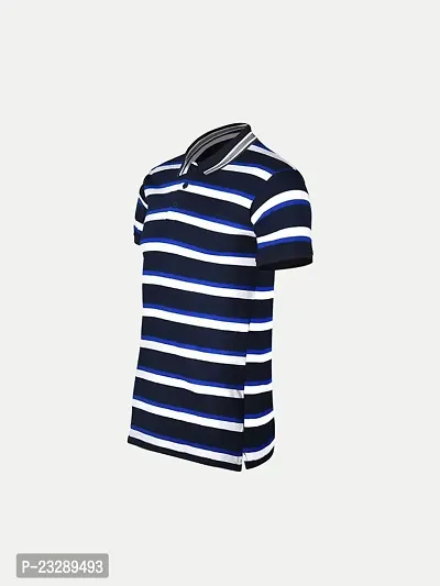 Mens Black Fashion Striped Cotton Polo T-Shirt-thumb2