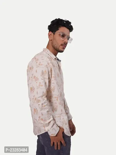 Rad Prix Men All-Over White Linen Tropical Beach Printed Shirt-thumb2