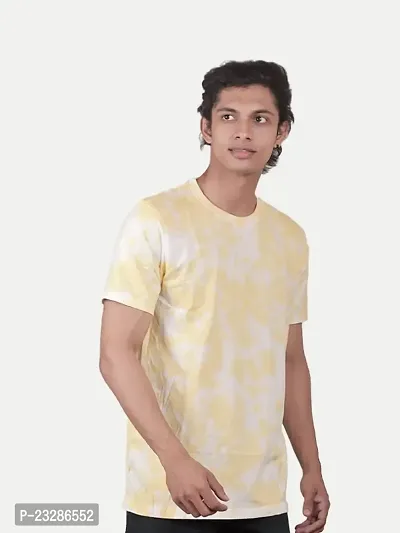 Men Yellow Tie and Dye Cotton Crew Neck T-Shirt-thumb2