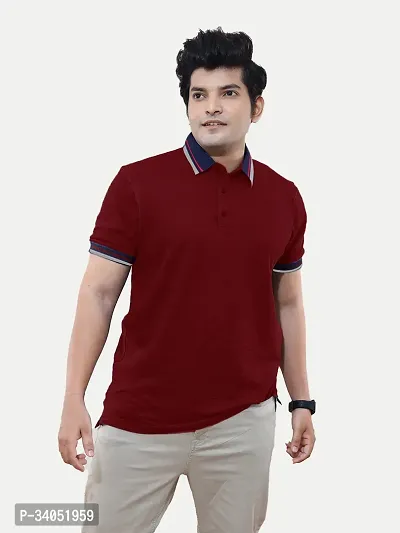 Stylish Maroon Cotton T-Shirt For Men-thumb0