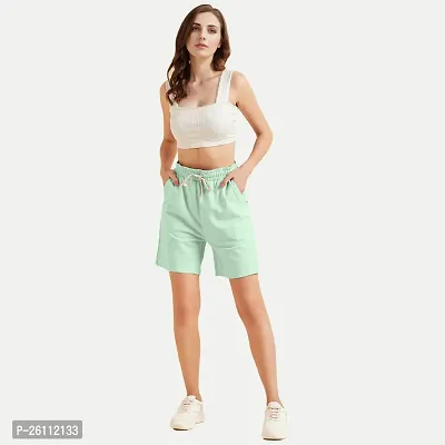 Womens Sea green  Solid  Shorts-thumb2