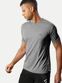 Rad prix Men Grey Polyester Active Crew Neck T-Shirt-thumb1