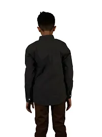 Boys Solid Dark Grey Cotton Shirts-thumb1