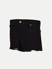 Rad prix Women Denim Black Torned Shorts-thumb1
