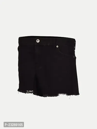 Rad prix Women Denim Black Torned Shorts-thumb2