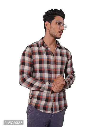 Rad prix Men Brown Checked Regular Fit Casual Cotton Shirt