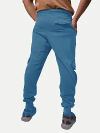 Rad prix Men Cool Blue Cotton Textured Cargo Joggers-thumb3