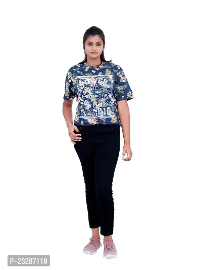 Rad prix Women Floral Printed Tees -Blue Colour