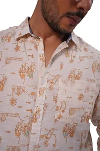 Rad Prix Men All-Over White Linen Tropical Beach Printed Shirt-thumb3