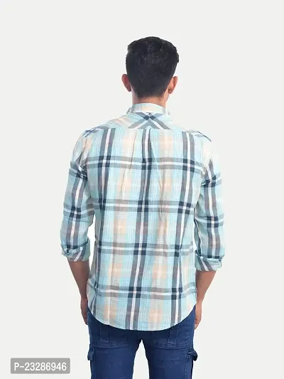 Rad prix Men Blue Checkered Casual Cotton- Shirt-thumb4