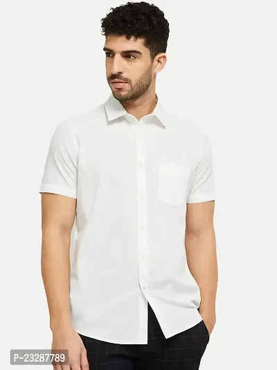 Rad prix Men Solid White Smart Casual Cotton Shirt-thumb0