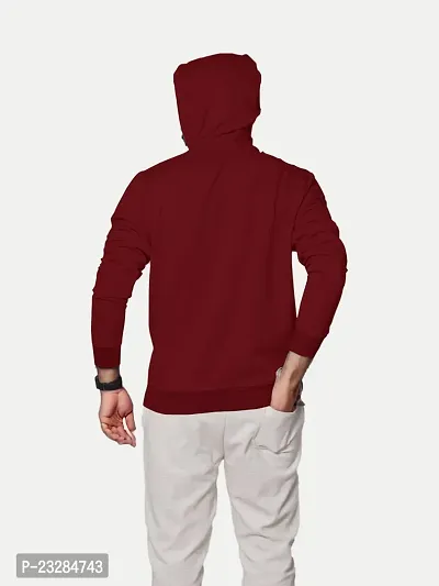 Rad prix Men Solid Maroon Cotton Sweatshirt with Hoodie-thumb5