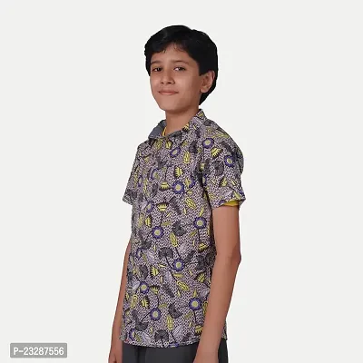 Rad prix Teen Boys Blue Graphic Floral Printed Shirt-thumb2