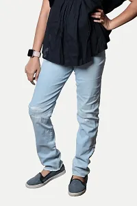 Rad prix Girls Blue Heavy Washed Distressed Denim Pant-thumb2