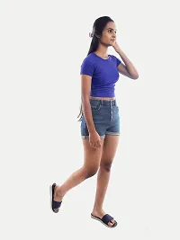 Rad prix Women Dark Blue Cropped T Shirts-thumb2