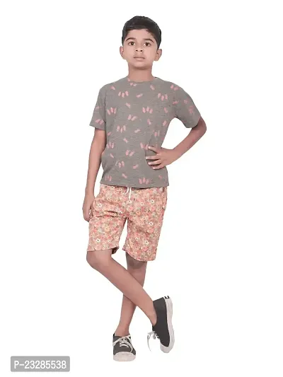 Rad prix Boys Casual printed shorts- Light Pink Colour-thumb0