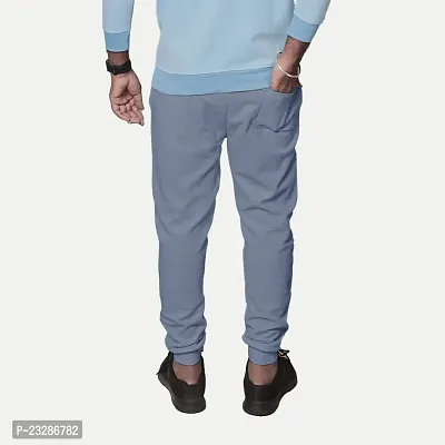 Rad prix Men Solid Light Blue Cotton Regular Fit Lounge Track Pants-thumb4