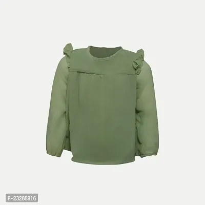 Rad prix Girls Pista Green Solid Blouse-thumb4