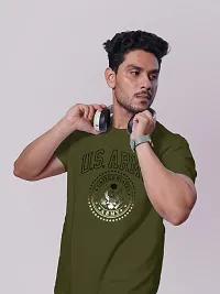 Rad prix Men Casual US Theme Printed Tees - Dark Green-thumb1